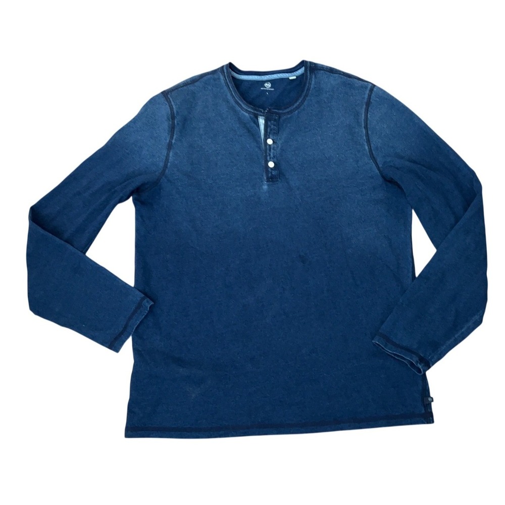 AG Adriano Goldschmied‎ 100% Cotton Long Sleeve Henley shirt blue size L